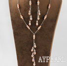 6-8mm naturelle rose boucles d'oreilles collier de perles ensemble