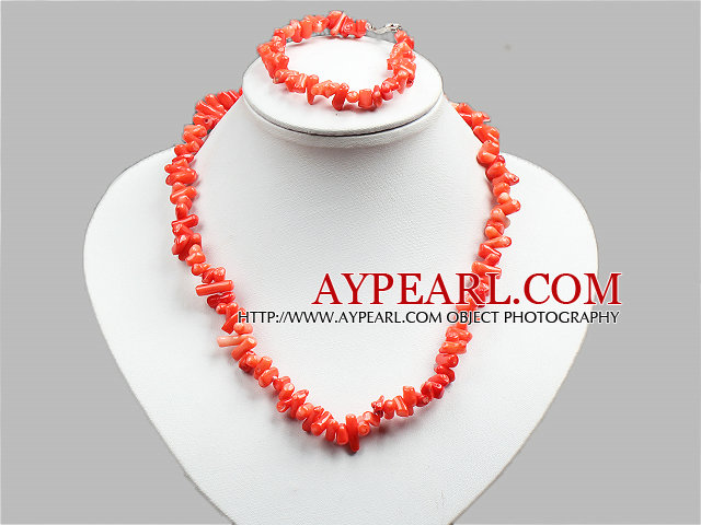 Jewelry Design spécial 'Orange Coral Chips Set (Collier et bracelet)