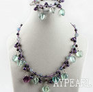 pearl amethyst heart rainbow flourite necklace bracelet set