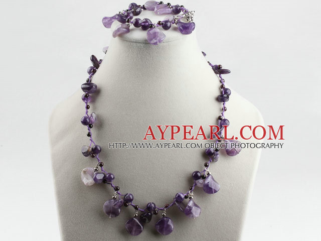 admirably amethyst and garnet necklace bracelet set with toggle clasp