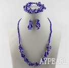mode lila kristall set (halsband, armband, örhängen) med magnetlås