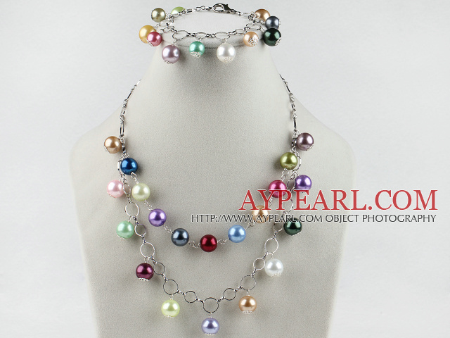 multi color sea shell necklace bracelet set