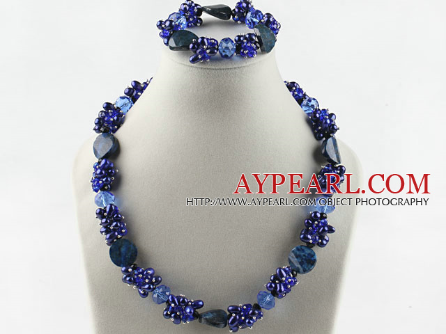 Dark Blue Pearl-Kristall und Lapis Sets (Necjkace und Matched Armband)