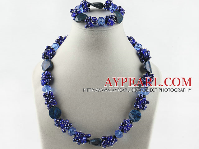 Dark Blue Pearl Crystal şi Lapis Seturi (Necjkace şi brăţară potrivire)