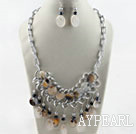 Brazil Gray Agate set (Necklace and Matched Earrings)