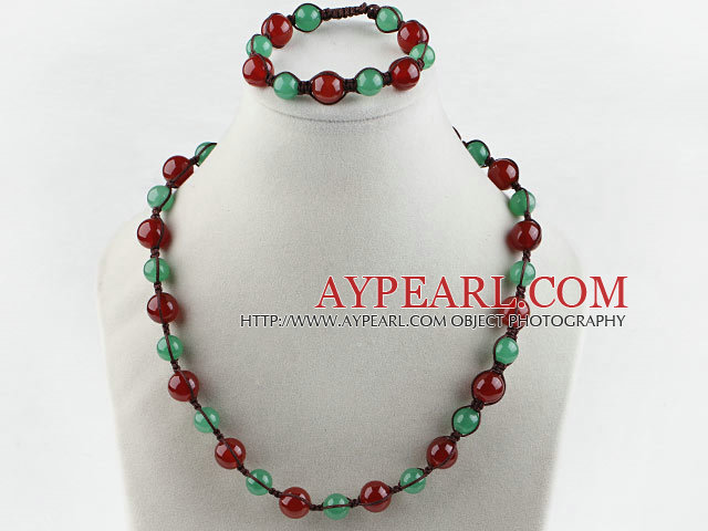 Aventurine και Red Agate σετ (κολιέ και βραχιόλι ταιριάζουν)