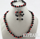 Perles noires Seashell Ensembles (bracelet collier et boucles d'oreilles assortis)