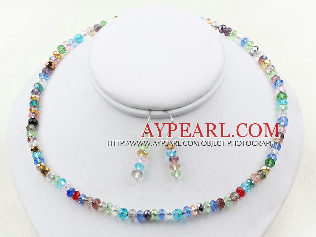 Multi Color Crystal Set (Halsband och matchade örhängen)