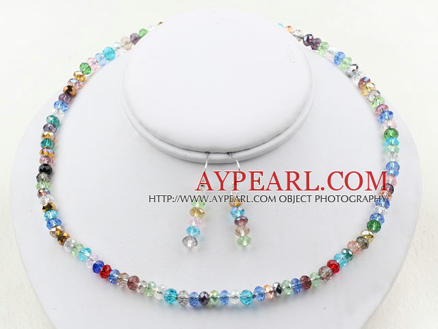 Multi Set Cristal Couleur (Collier et boucles d'oreilles appariées)