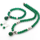 New Design Green Agate Set (Necklace Bracelet and Matched Earrings)