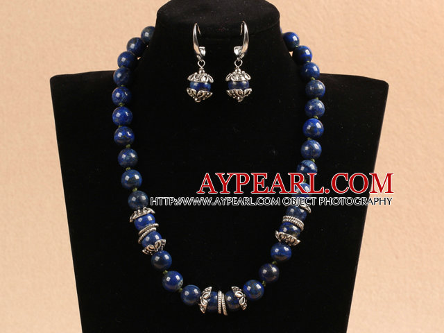 12mm Round Sodalite Beaded Set (kjede og matchet øredobber)