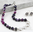 Fasettert Brasil Stripe Purple Agate Set (kjede og matchet øredobber)