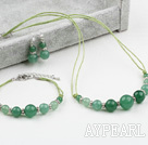 Cool Style Aventurine Set ( Necklace Bracelet and Matched Earrings )