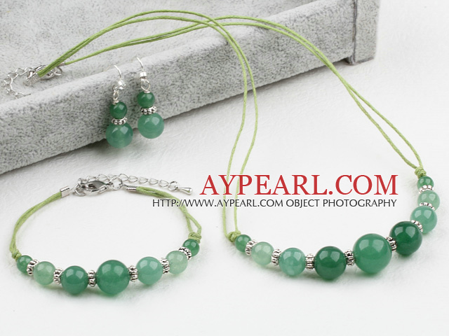 Refroidir Set Aventurine Style (Bracelet Collier et boucles d'oreilles appariées)