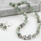 Design à Set 12mm Pierre Prehnite (Collier et boucles d'oreilles appariées)