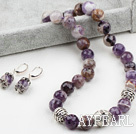 14mm facettierten Amethyst-Set (Halskette und Ohrringe Matched)