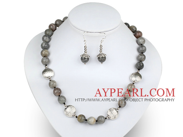12mm Faceted Flashing Stone Set ( Necklace and Matched Earrings )
