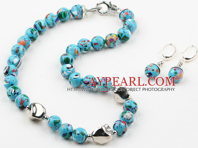 12mm Tibet Turquoise Set ( Necklace and Matched Earrings )