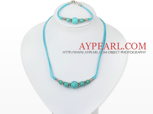 turquoise necklace bracelet set with extendable chain