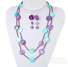 47 inches dyed crystal and shell necklace with matched earrings