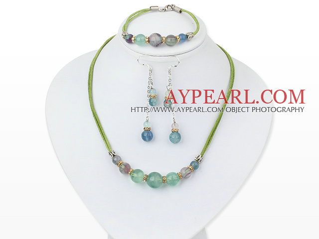 favourite rainbow fluorite necklace bracelet earring set