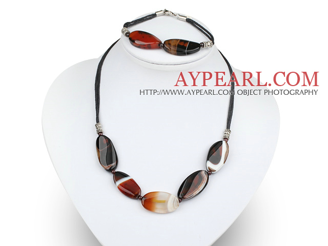 agate trapu et bracelet collier de grenat ensemble