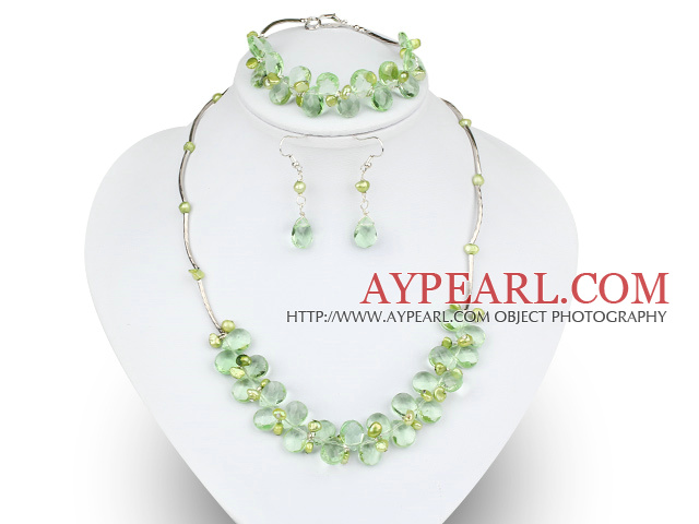 perle verde şi colier cercei bratara de cristal set