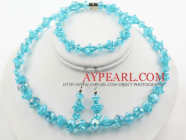 Lake Blue Crystal Set (Halsband Armband och matchade Örhängen)