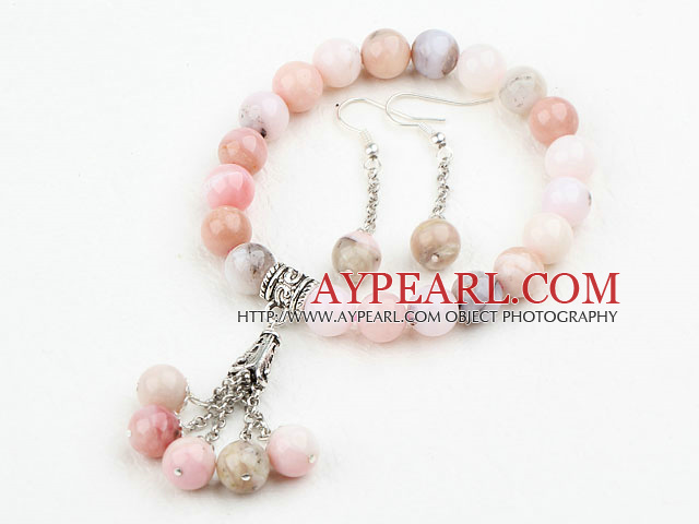 Design clasic roz Opal Set (bratara margele si cercei potrivire)