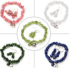 New 5 Sets Summer Design Multi Color Semi-precious Stone Jewelry Sets (Bracelet with Matched Earrings)