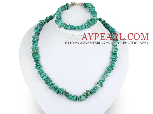 Beautiful Green Gemstone Chips Jewelry Sets (Necklace With Matched Bracelet)