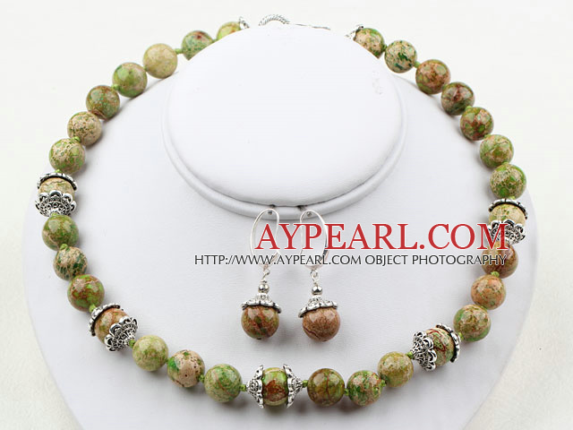 Classic Design Grüne kaiserlichen Jasper-Set (Halskette und Ohrringe Matched)