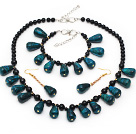 Assorted Black Agate and Drop Shape Phoenix Stone Set ( Necklace Bracelet and Matched Earrings )