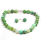 Wholesale Classic Simple Design Green Fire Agate Beads Jewelry Set (Necklace With Matched Earrings)