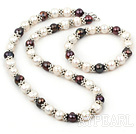 9-10mm et blanc collier de perles noires avec braclet appariés