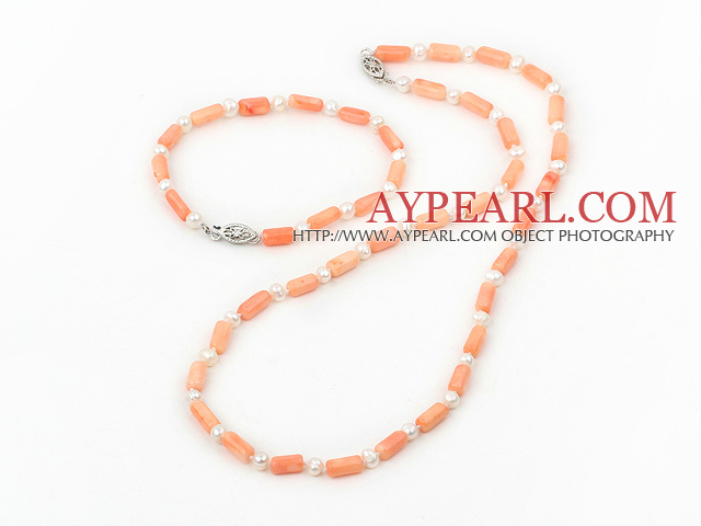 şi coral set perle (colier, bratara, cercei)