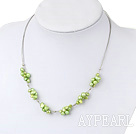Simple Style Apple Green Fresh Water Pearl Knit-Wired Necklace