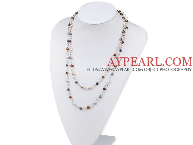 6-7Mm Long Style Multi Color Fresh Water Pearl Necklace, Sweater Necklace