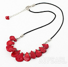 Elegant Red Coral Charm Necklace With Lobster Clasp And Extendable Chain