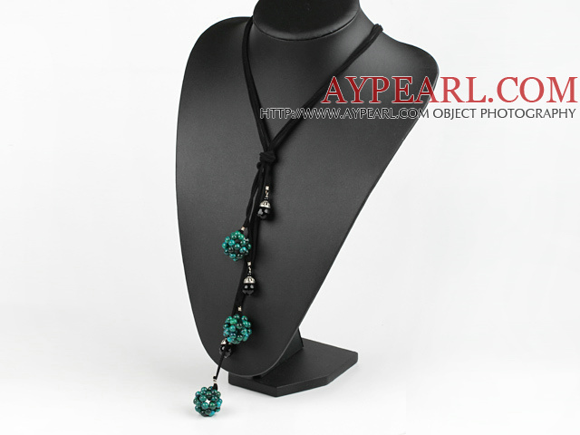 Simple Style Round Cluster Phoenix Stone And Black Crystal Threaded Pendant Necklace