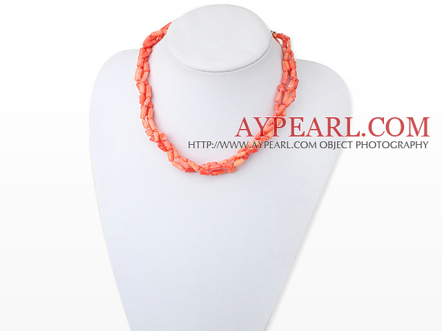 Fashion Cylinder Shape Coral Necklace With Classic Horn Charm