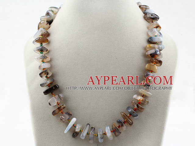 Assorted Single Strand Gray Agate Necklace with Big Lobster Clasp