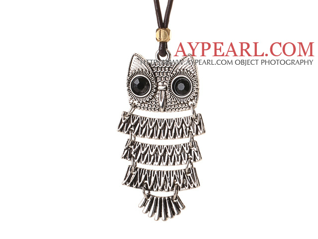 Vasta Fashion Style Owl Shape kaulakoru ruskea nahka ja Papukaijalukko