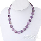 Popular 14Mm Round Faceted Square Amethyst And Gray Crystal Beaded Necklace 