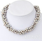 Fashion Grey Color Fresh Water Pearl Necklace With Magnetic Clasp