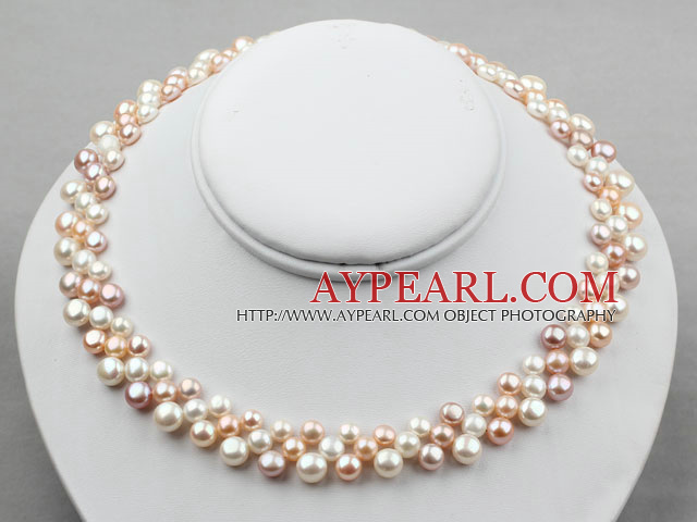 Natural White Pink Purple Freshwater Mabe Pearl Bridal Necklace
