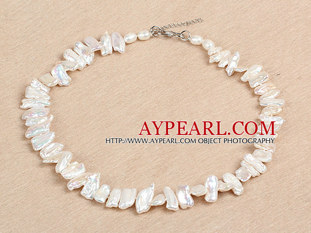 Gorgeous Partiet stil Natural White Teeth Shape Rebirth Pearl Necklace