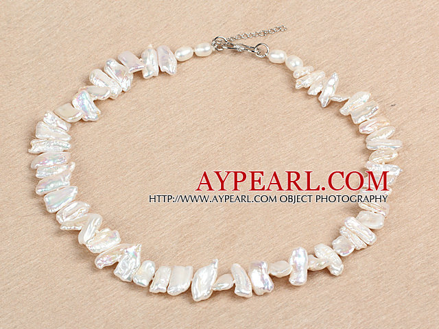 Gorgeous Party Style Natural White tänder Shape Rebirth Pärlhalsband