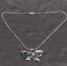 Wholesale Classic Design Abalone Shell Butterfly Shape Pendant Necklace with Metal Chain