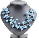 Gris Série trois volets de forme ovale Rebirth perle et noir collier en cristal